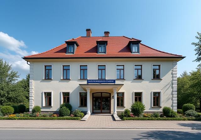 The exterior of the visitor information center building on Lannova street in Ceske Budejovice.